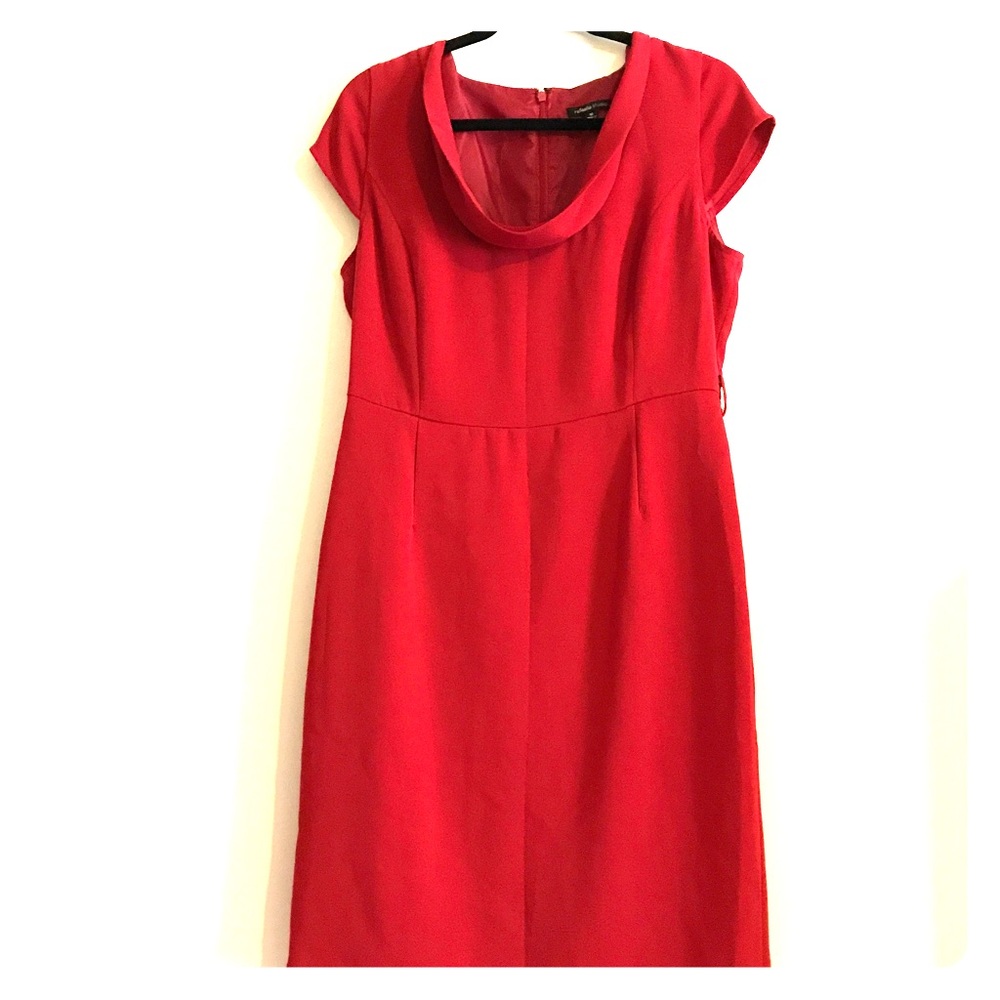 Cherry Red Fitted Sheath Dress w/Scoop Neck
